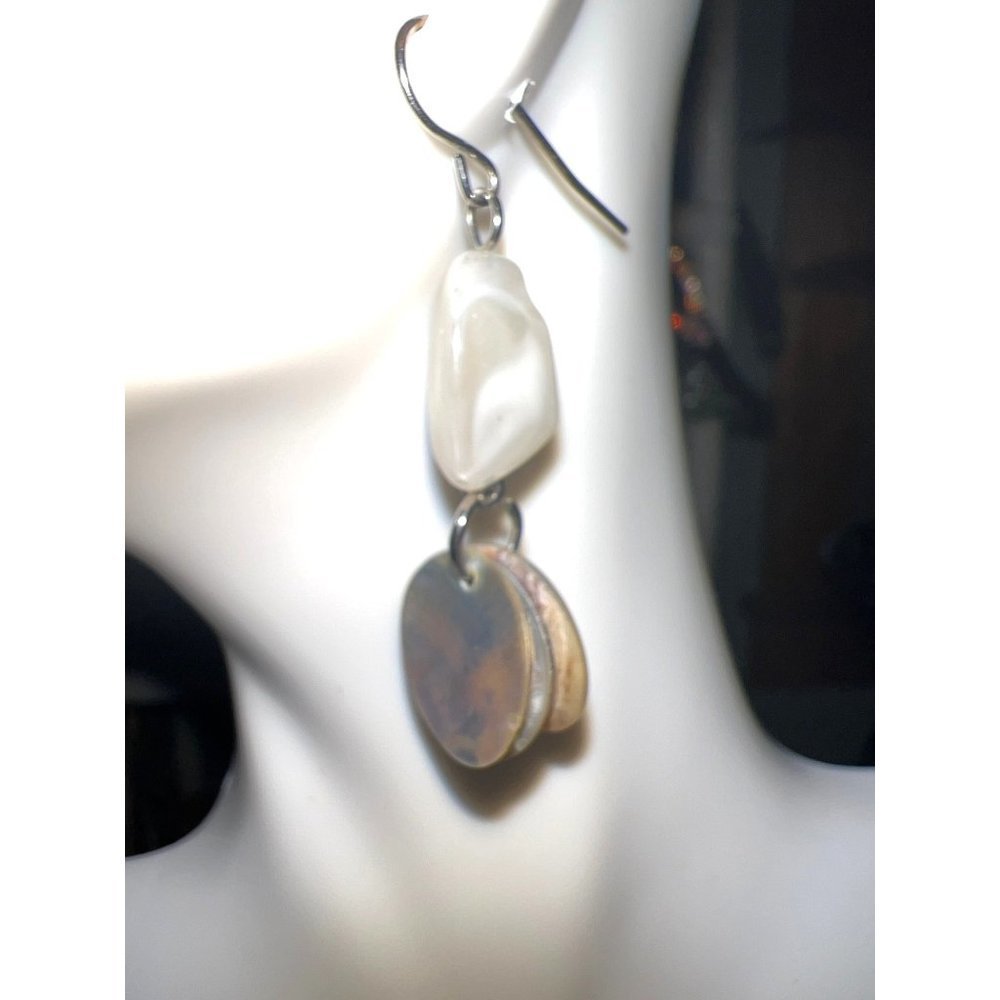 Artisan Sea Glass and Abalone Shells Earrings